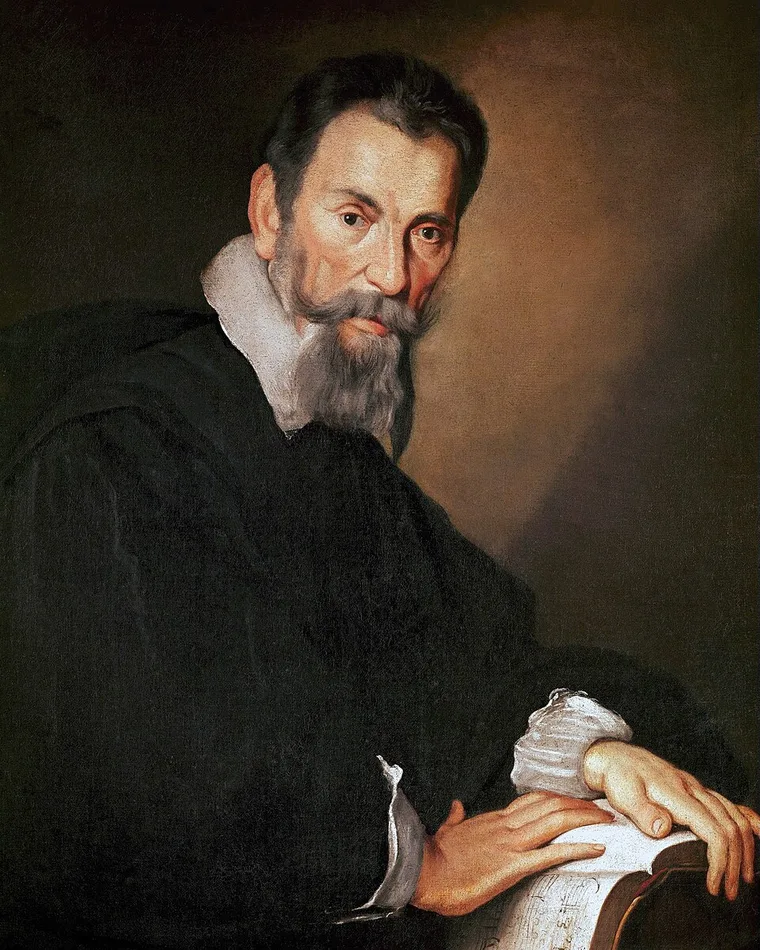 Portrait peint par Bernardo Strozzi, traditionnellement identifié à Claudio Monteverdi, vers 1630.